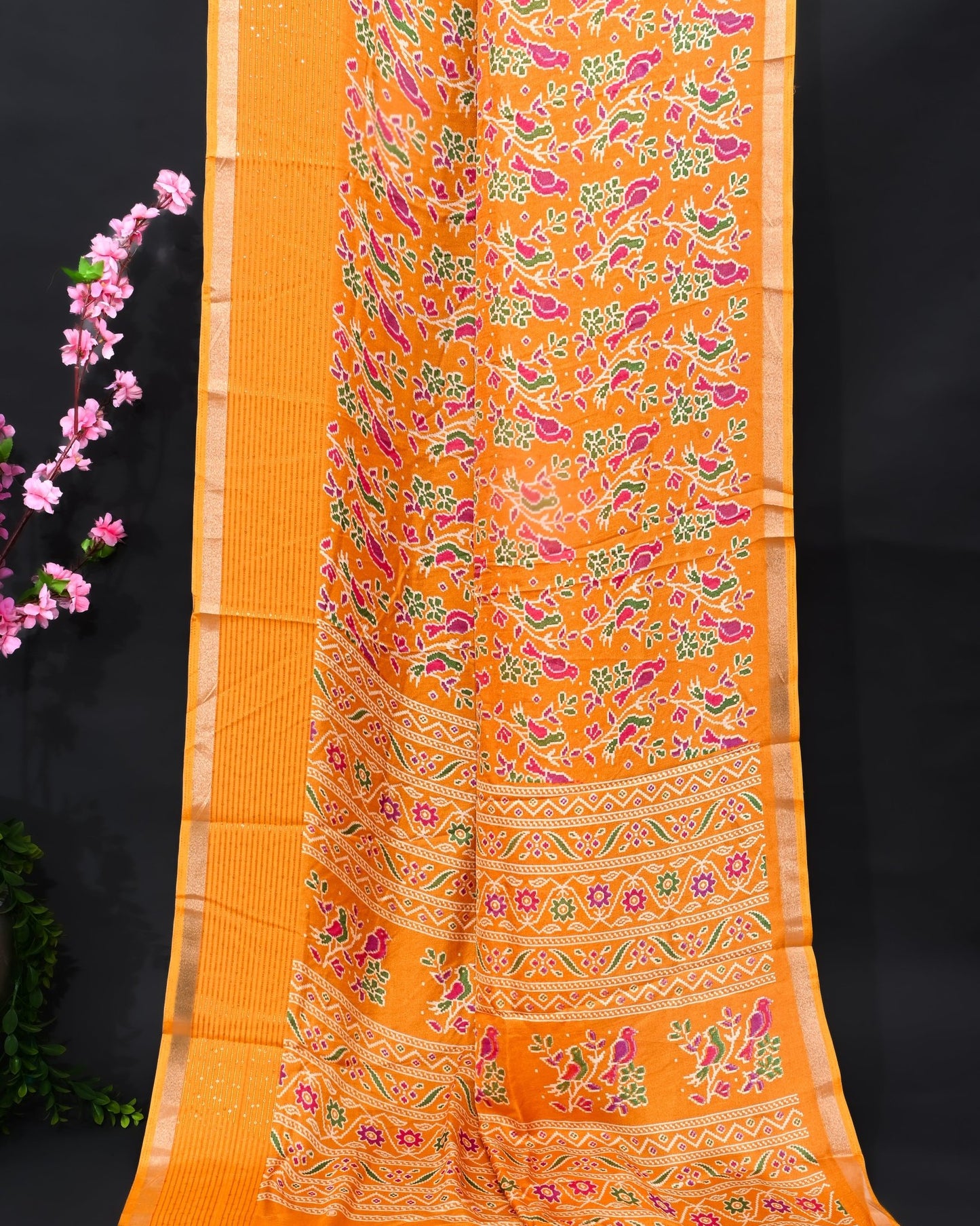 Yellow Silk Printed Saree - Shop Vastram