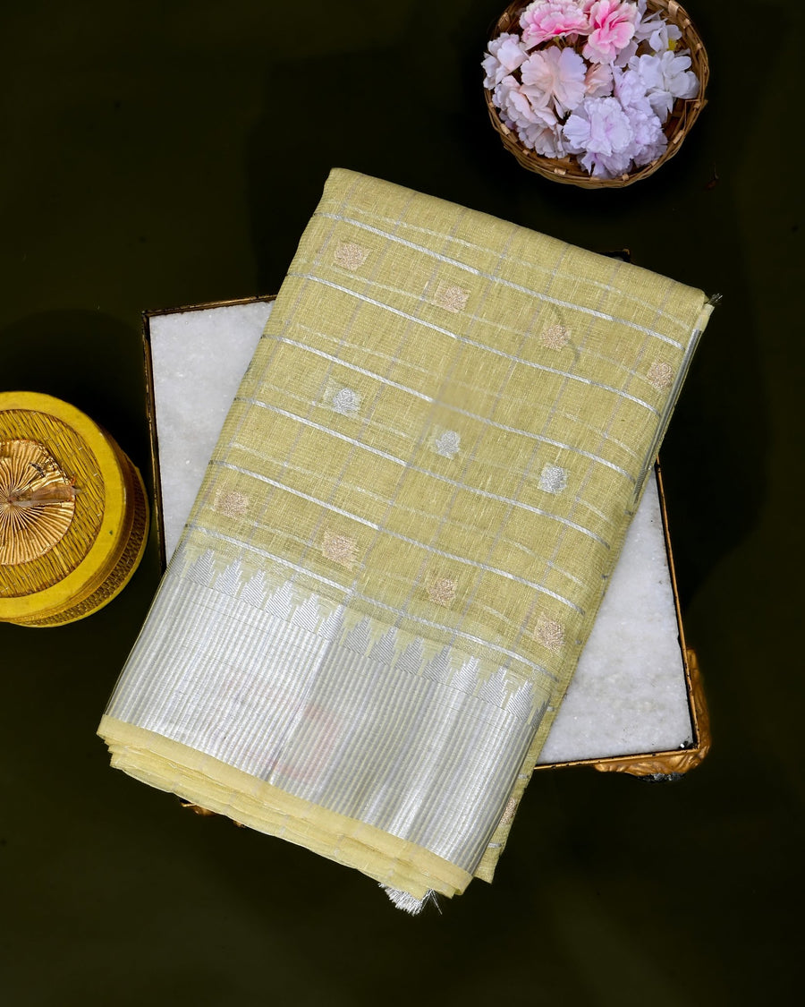 Yellow Tissue Banarasi Saree - Shop Vastram