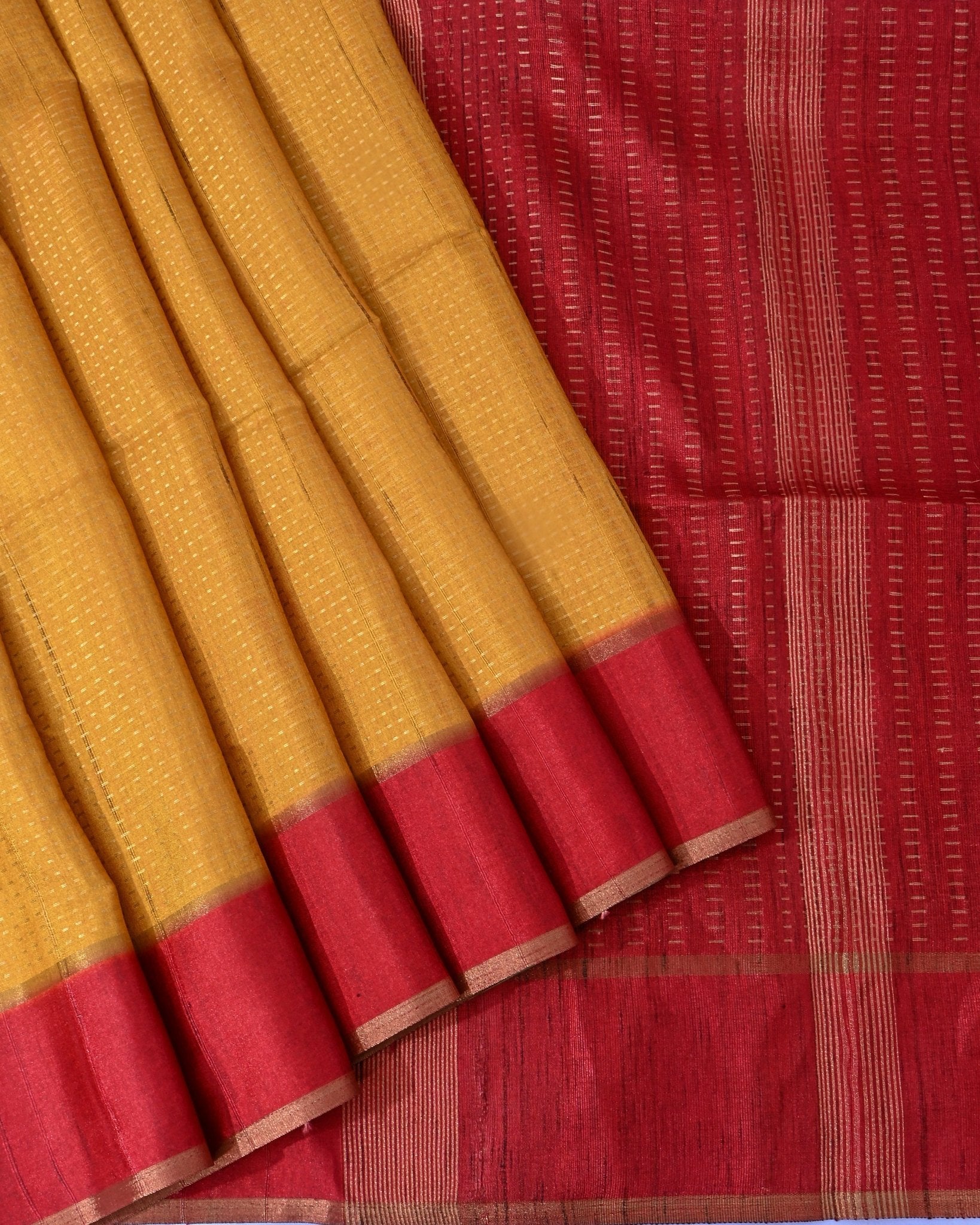 Yellow Tusser Banarsi Saree - Shop Vastram