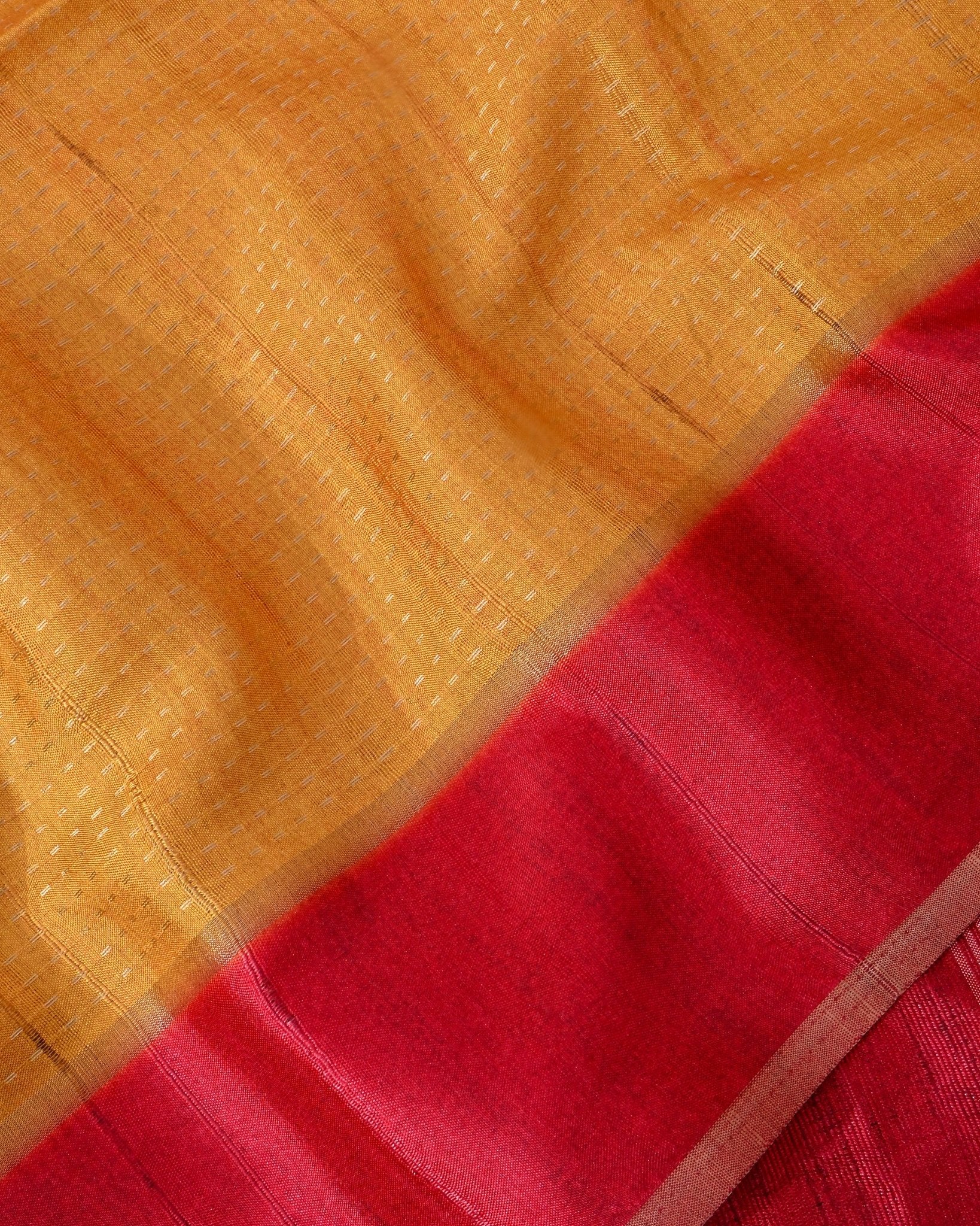 Yellow Tusser Banarsi Saree - Shop Vastram